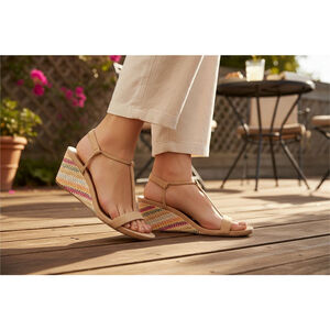 Style & Co. Women's Beige Tan Multicolored Strappy Wedge Sandals Size 9 M